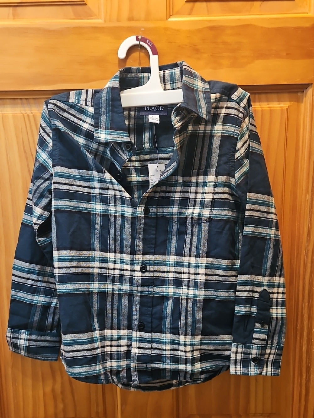 The Children's Place Green & White Plaid Button-Down Shirt